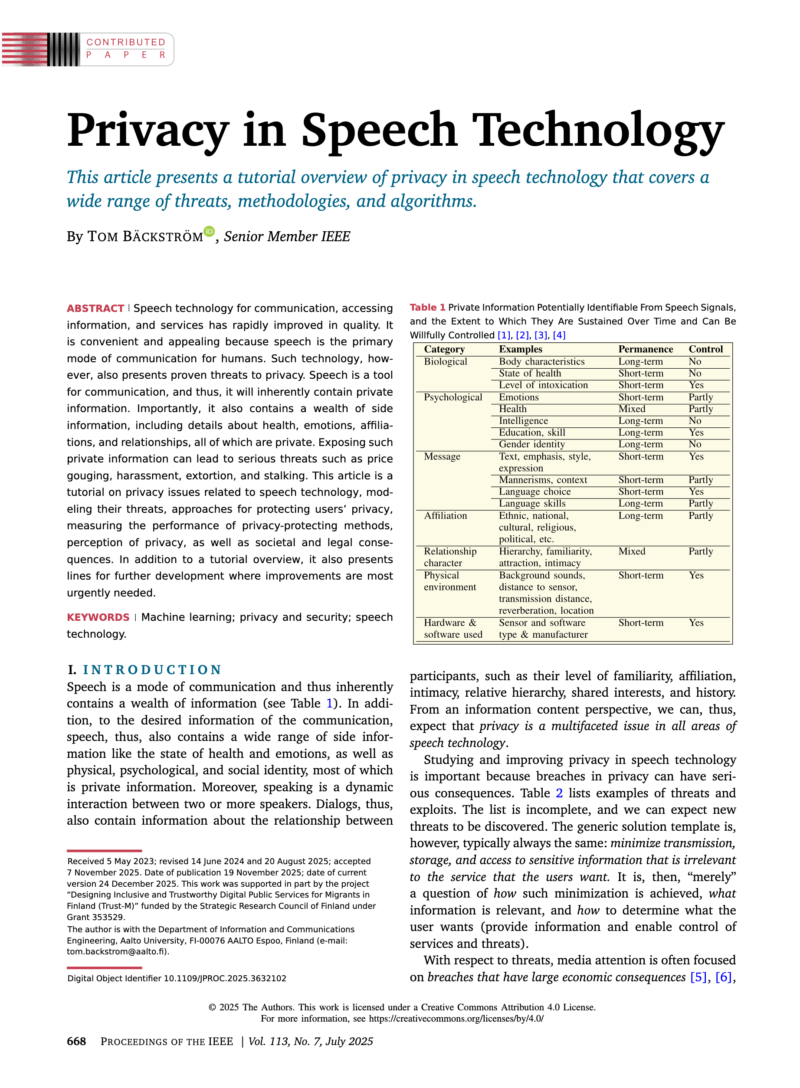 Privacy in Speech Technology Paper